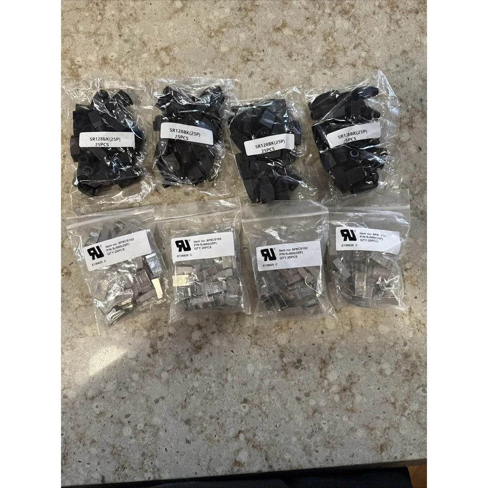 VCELINK Cat5e RJ45 Pass Through Connectors w/ RJ45 Strain Relief Boots‎ 100-Pack